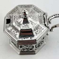Octagonal Victorian Sterling Silver Mustard Pot