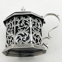Octagonal Victorian Sterling Silver Mustard Pot