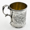 Floral Engraved Victorian Sterling Silver Christening Mug