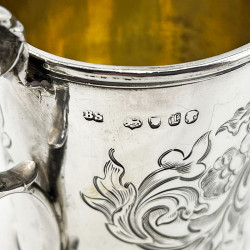 Floral Engraved Victorian Sterling Silver Christening Mug