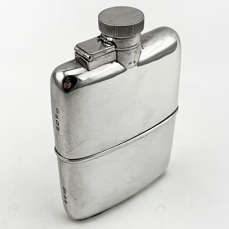 Good Quality Sterling Silver Hip Flask (1939)