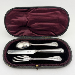 Boxed Victorian Sterling Silver Three Piece Christening Set (1898)