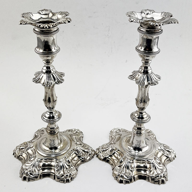impressive Pair of Late George II Candlesticks by John Cafe (1756)