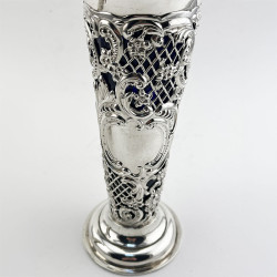 Pair of Decorative Late Victorian Sterling Silver Vases