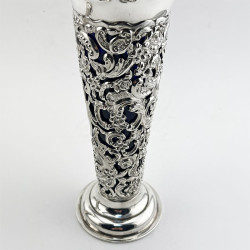 Pair of Decorative Late Victorian Sterling Silver Vases