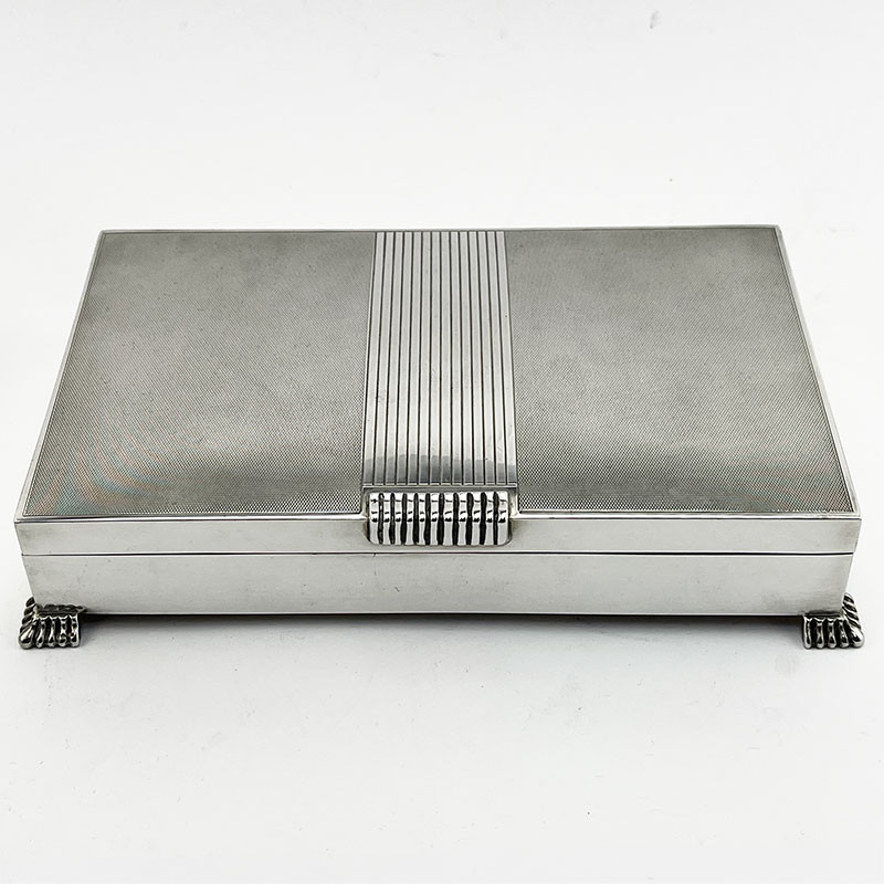 Large Sterling Silver Art Deco Style Cigar or Trinket Box (1951)