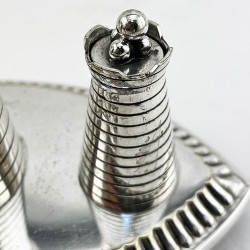 Rare Victorian Silver Plated Castle Style Table Cigar Lighter