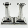 Stylish Pair of Sterling Silver Edwardian Candlesticks (1908)
