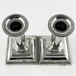 Stylish Pair of Sterling Silver Edwardian Candlesticks