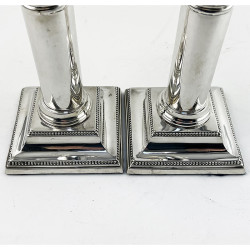 Stylish Pair of Sterling Silver Edwardian Candlesticks