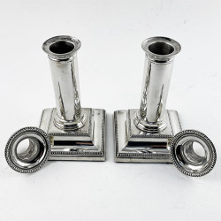 Stylish Pair of Sterling Silver Edwardian Candlesticks