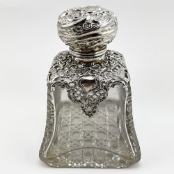 Large Victorian Sterling Silver and Cut Glass Perfume Bottle (1898)