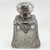 Large Victorian Sterling Silver and Cut Glass Perfume Bottle (1898)