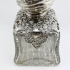 Large Victorian Sterling Silver and Cut Glass Perfume Bottle