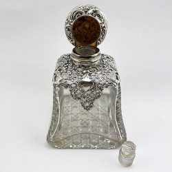 Large Victorian Sterling Silver and Cut Glass Perfume Bottle
