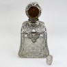Large Victorian Sterling Silver and Cut Glass Perfume Bottle