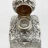 Large Victorian Sterling Silver and Cut Glass Perfume Bottle