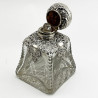 Large Victorian Sterling Silver and Cut Glass Perfume Bottle