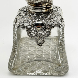 Large Victorian Sterling Silver and Cut Glass Perfume Bottle