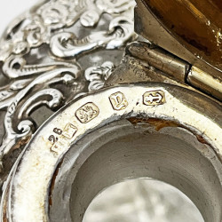 Large Victorian Sterling Silver and Cut Glass Perfume Bottle