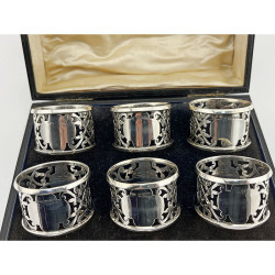 Beautiful Boxed Set of Six Sterling Silver Napkin Rings