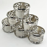 Beautiful Boxed Set of Six Sterling Silver Napkin Rings