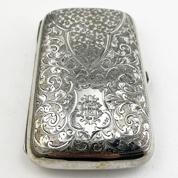 Edwardian Sterling Silver Cigar Case with Rectangular Curved Shaped Body (1903)