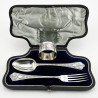 Boxed Victorian Sterling Silver Three Piece Christening Set