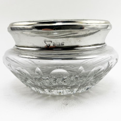 Guilloche Enamel Sterling Silver and Cut Glass Jar