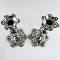Early Victorian George II Style Sterling Silver Candlesticks