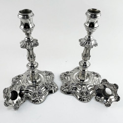 Early Victorian George II Style Sterling Silver Candlesticks
