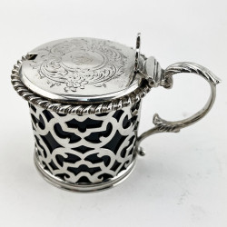 Beautiful Victorian Sterling Silver Mustard Pot (1864)