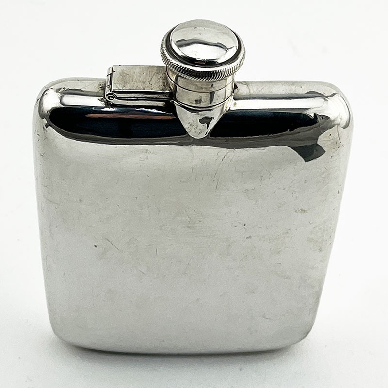 Large Atkin Brothers Sterling Silver Hip Flask (1940)