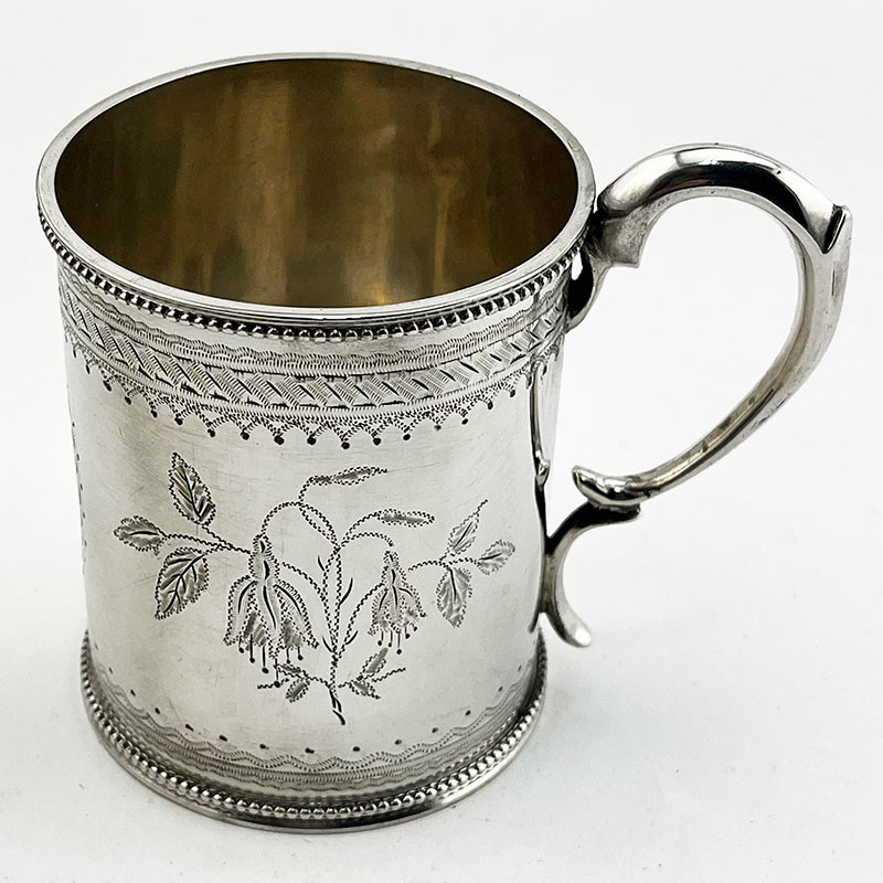 Pretty Victorian Sterling Silver Christening Mug (1875)