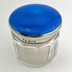 Beautiful Guilloche Enamel Dressing Table Jar (1929)