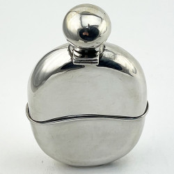Plain Edwardian Oval Sterling Silver Hip Flask