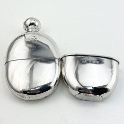 Plain Edwardian Oval Sterling Silver Hip Flask