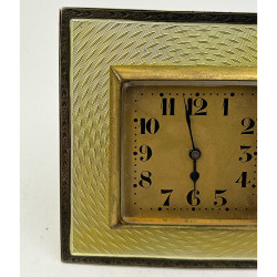 Sterling Silver and Guilloche Enamel Travelling Clock