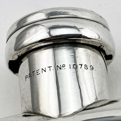 Unusual Victorian Sterling Silver Hip Flask Dated 1889