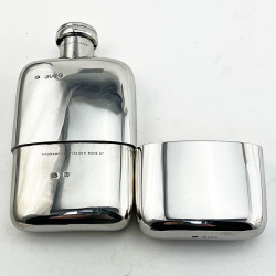 Unusual Victorian Sterling Silver Hip Flask Dated 1889