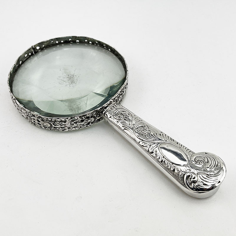 Unusual Victorian Sterling Silver Magnifying Glass