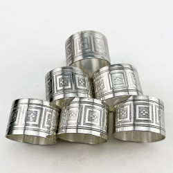 Boxed Set of Six Numbered Victorian Silver Plated Napkin Rings