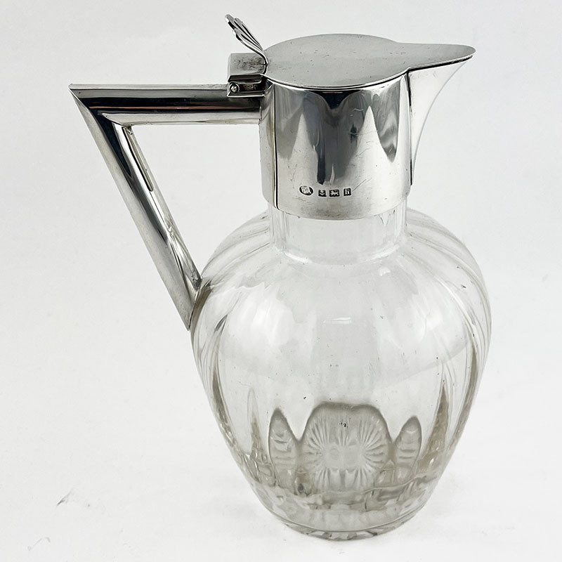 Stylish Plain Edwardian Sterling Silver Claret Jug (1907)