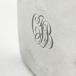 Good Quality Sterling Silver Hip Flask in a Curved Rectangular Shape