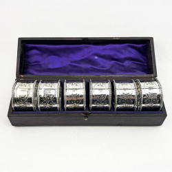 Good Quality Boxed Set of Victorian Silver Plated Napkin Rings