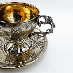 Decorative Boxed French Sterling Silver Christening Set