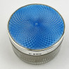 Blue Guilloche Enamel and Sterling Silver Dressing Table Jar