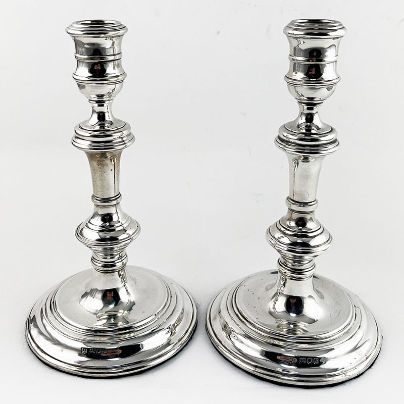 Pair of William Comyns Sterling Silver Candlesticks (1956)