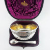 Boxed Victorian Sterling Silver Sugar Bowl and Matching Sugar Tongs