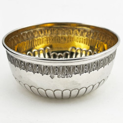 Boxed Victorian Sterling Silver Sugar Bowl and Matching Sugar Tongs